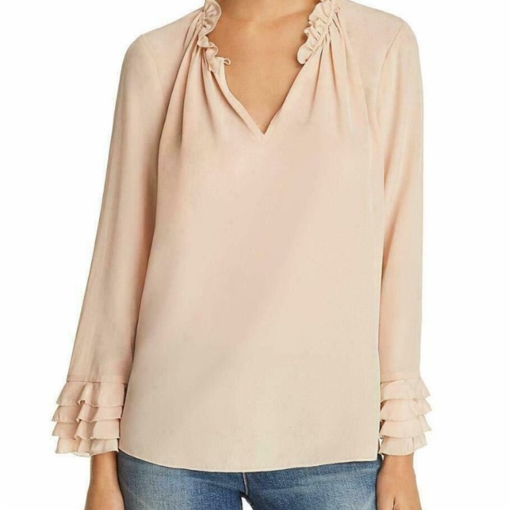 Rebecca Taylor Elegant Cream Ruffle Blouse